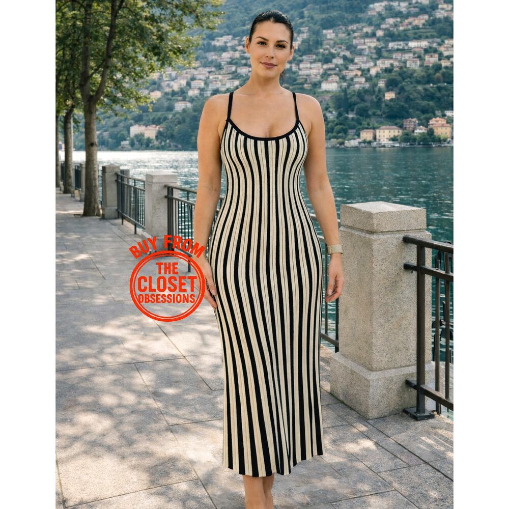 MANGO Rare Striped Knit Midi Dress NWT
